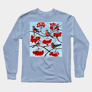 Bullfinches with ash berries Long Sleeve T-Shirt